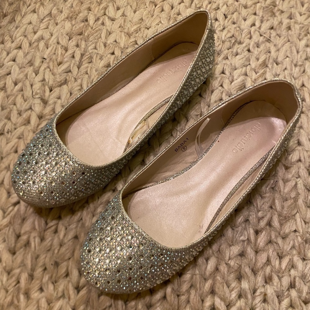 Silver rhinestone jeweled flats